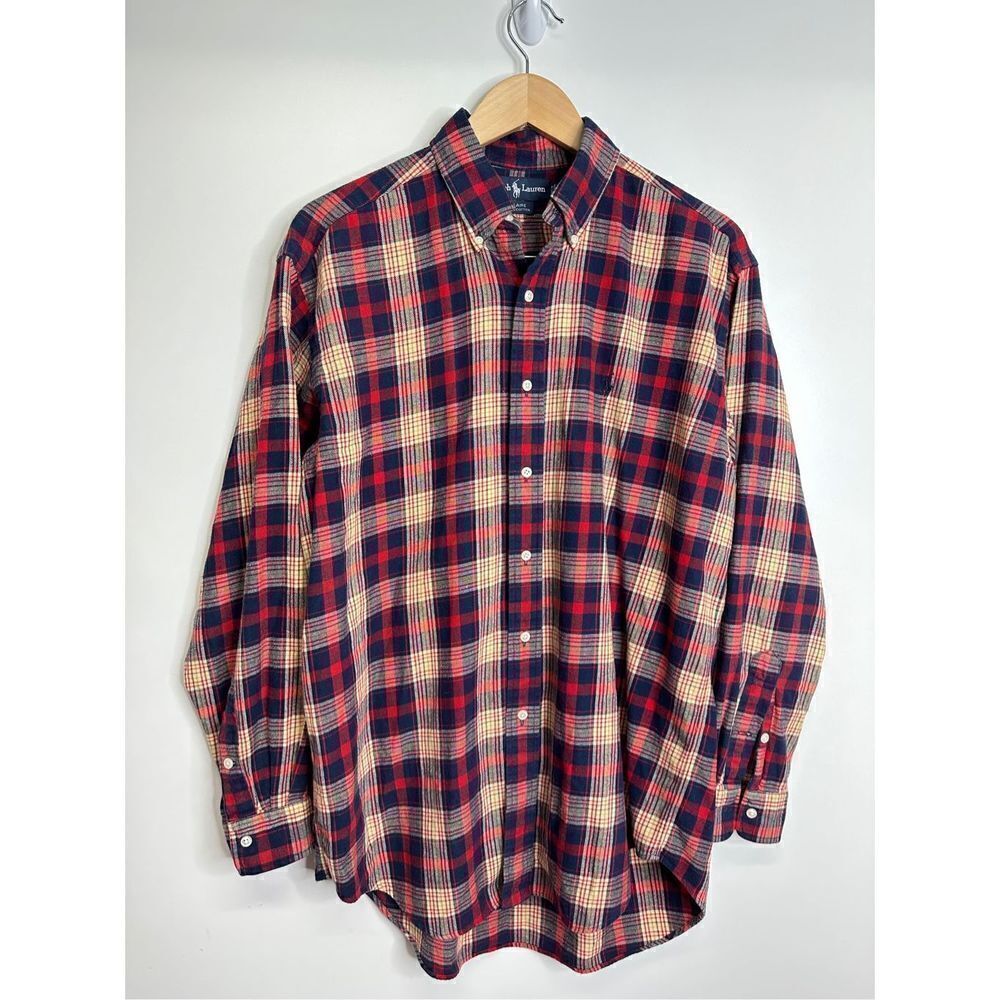 Ralph Lauren Shirt Mens Plaid Blair’s Long Sleeve 100%‎ Cotton Size Medium